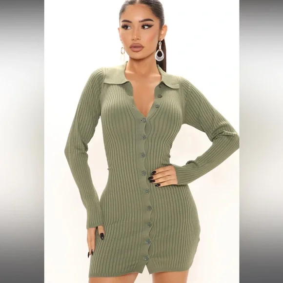 Fashion Nova | Dresses | Anaisa Sweater Mini Dress Sage | Poshmark